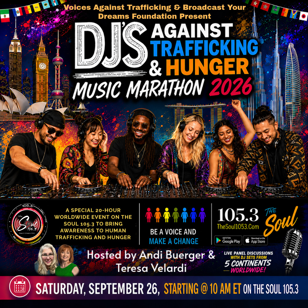 DJs Against Trafficking & Hunger Music Marathon 2026 promotional flyer